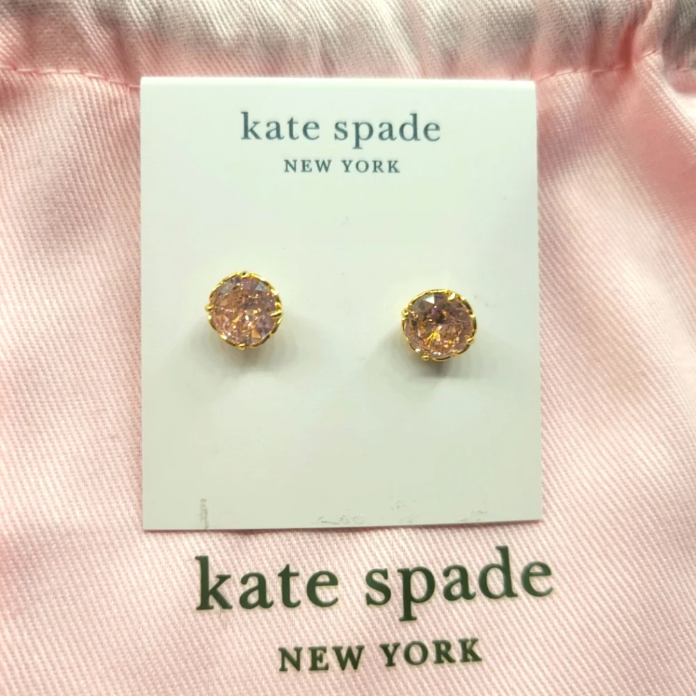Kate Spade Brilliant Statement Studs Pink Gold Tone